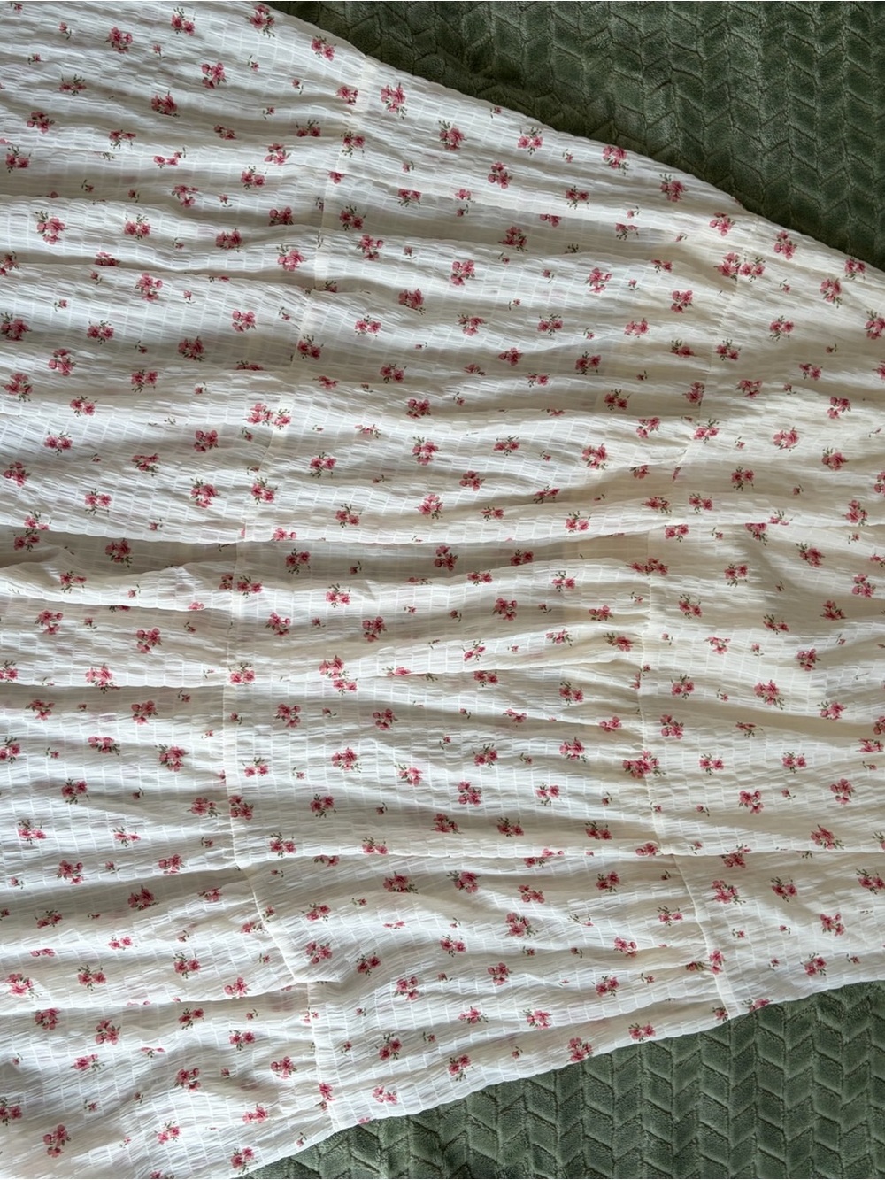 Women's White Maxi Skirt with Pink Floral Print
